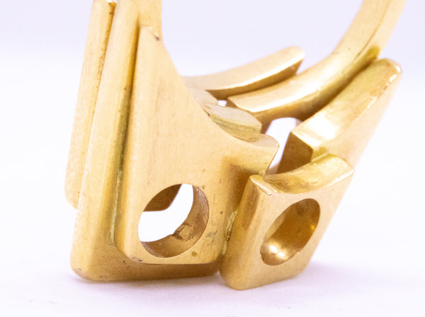 GEOMETRICAL ARCHITECTURAL RING IN SOLID 22 KT GOLD