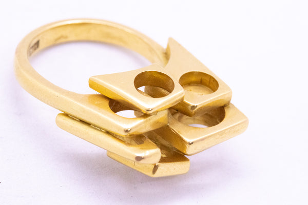 GEOMETRICAL ARCHITECTURAL RING IN SOLID 22 KT GOLD