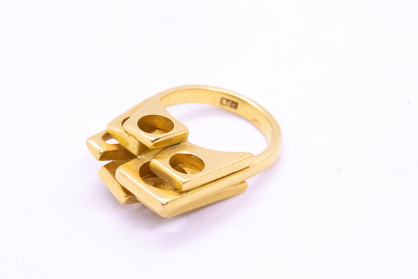 GEOMETRICAL ARCHITECTURAL RING IN SOLID 22 KT GOLD