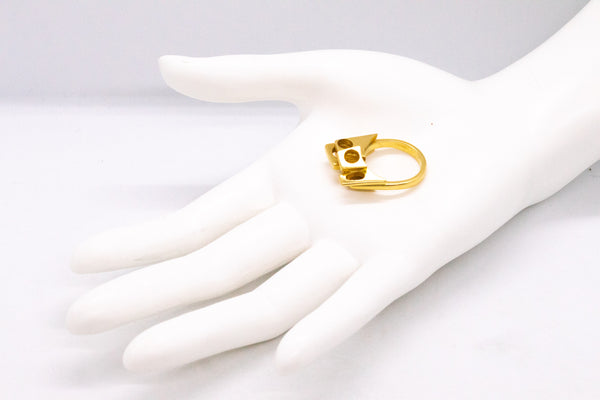 GEOMETRICAL ARCHITECTURAL RING IN SOLID 22 KT GOLD