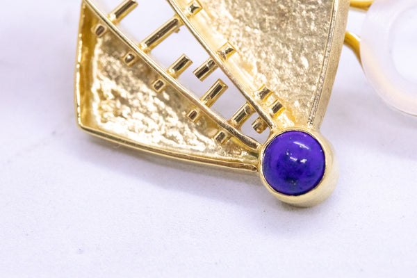 MEMPHIS STUDIO JEWELRY 18 KT GOLD WITH LAPIS LAZULI RETRO EARRINGS