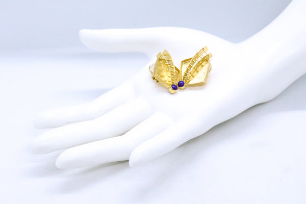 MEMPHIS STUDIO JEWELRY 18 KT GOLD WITH LAPIS LAZULI RETRO EARRINGS