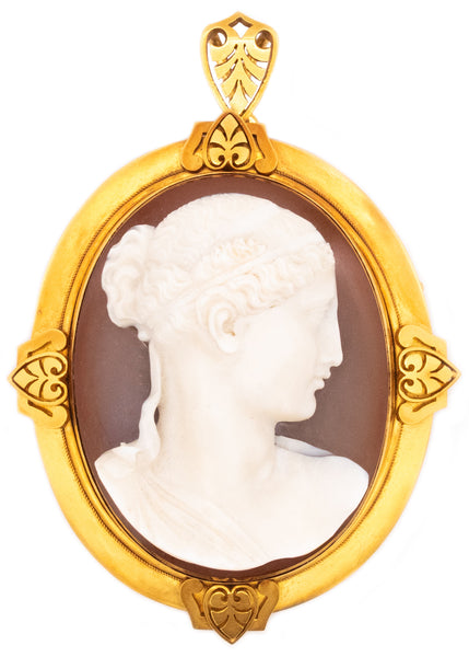 Emil Biedermann 1867 Austria Important Presentation Agate Cameo-Pendant In 19Kt Yellow Gold