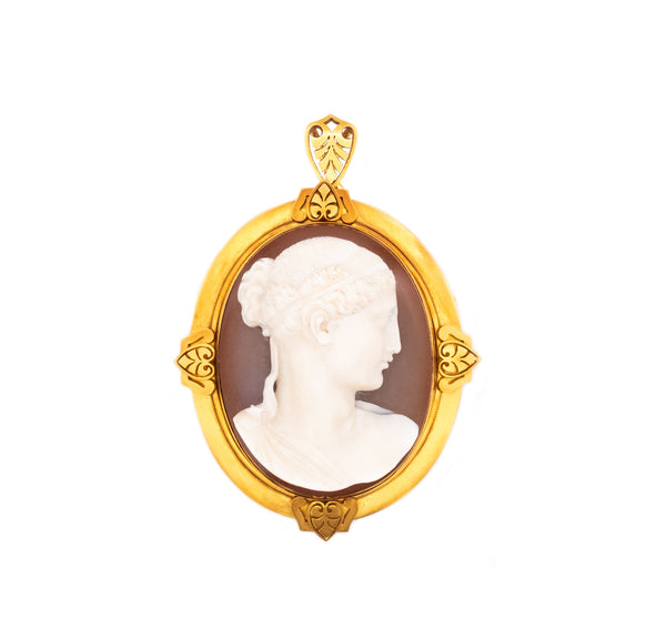 Emil Biedermann 1867 Austria Important Presentation Agate Cameo-Pendant In 19Kt Yellow Gold