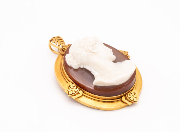 Emil Biedermann 1867 Austria Important Presentation Agate Cameo-Pendant In 19Kt Yellow Gold