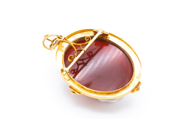 Emil Biedermann 1867 Austria Important Presentation Agate Cameo-Pendant In 19Kt Yellow Gold