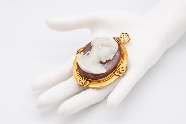 Emil Biedermann 1867 Austria Important Presentation Agate Cameo-Pendant In 19Kt Yellow Gold