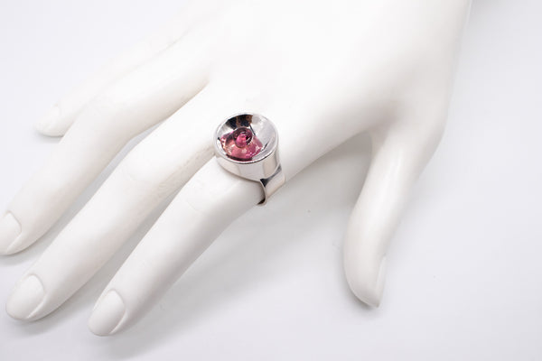 DINH VAN PARIS 1970 OP-ART RING IN 18 KT GOLD WITH PINK TOURMALINE