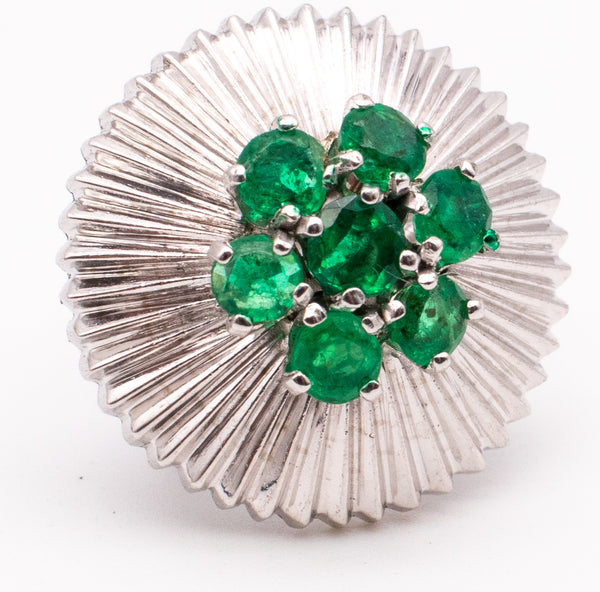 RAYMOND C. YARD 1950 PLATINUM EARRINGS WITH 1.7 Ctw IN COLOMBIAN EMERALDS