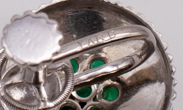 RAYMOND C. YARD 1950 PLATINUM EARRINGS WITH 1.7 Ctw IN COLOMBIAN EMERALDS
