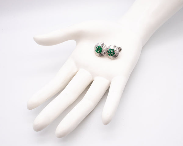 RAYMOND C. YARD 1950 PLATINUM EARRINGS WITH 1.7 Ctw IN COLOMBIAN EMERALDS