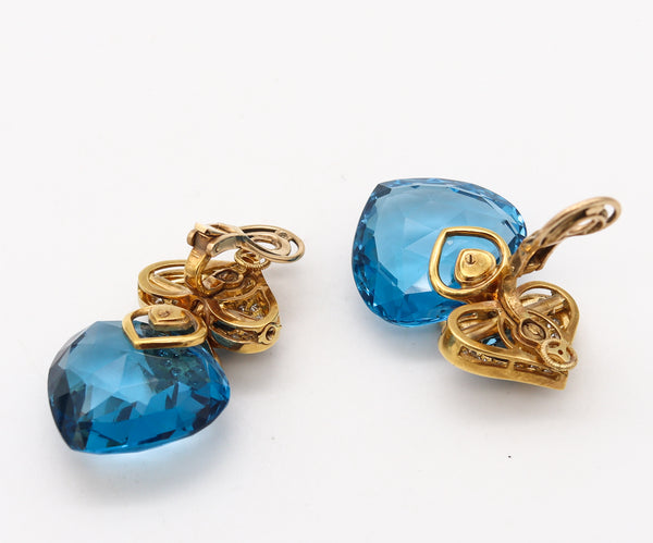 FRENCH MODERNIST Clips-On Earrings In 18Kt Gold And 88.12 Ctw In Diamonds & Gemstones