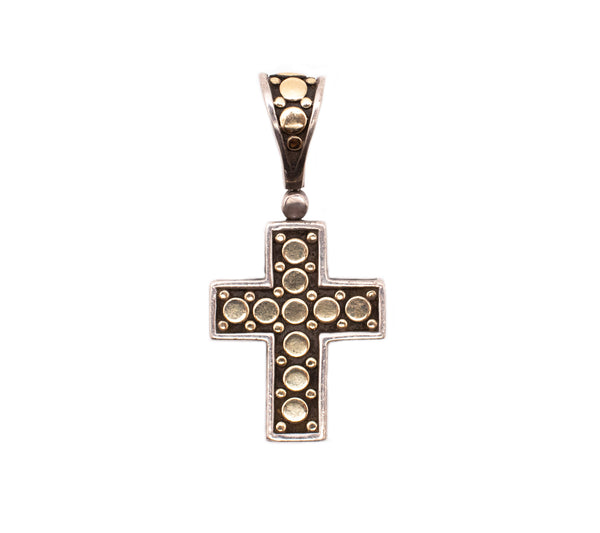 JOHN HARDY 18 KT AND STERLING SILVER DOTS CROSS