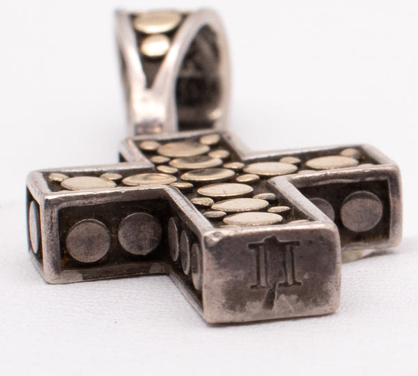 JOHN HARDY 18 KT AND STERLING SILVER DOTS CROSS