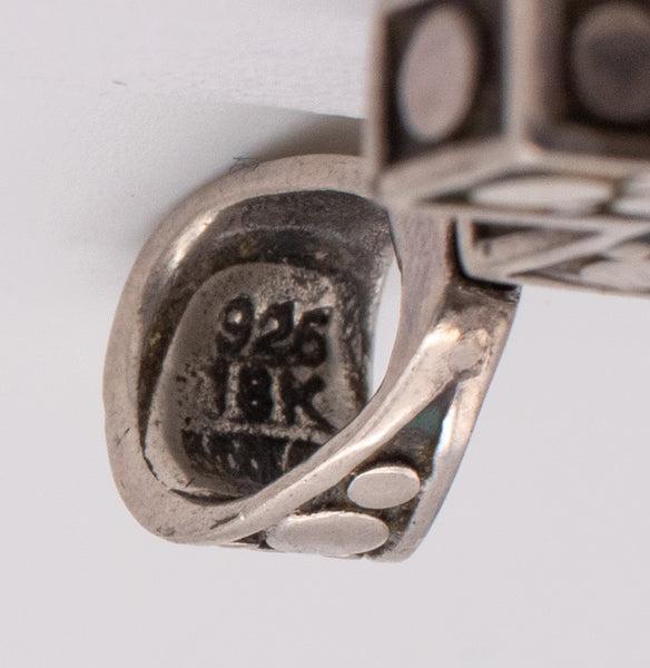 JOHN HARDY 18 KT AND STERLING SILVER DOTS CROSS