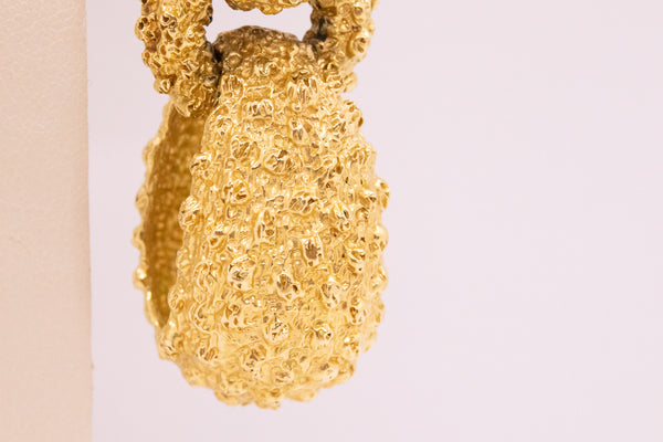 MASSIVE 18 KARATS DOOR KNOCKER TEXTURED 1960'S EARRINGS