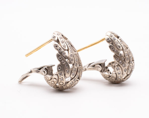 JOHN HARDY 18 KT AND STERLING SILVER HUGGIES WITH DIAMONDS