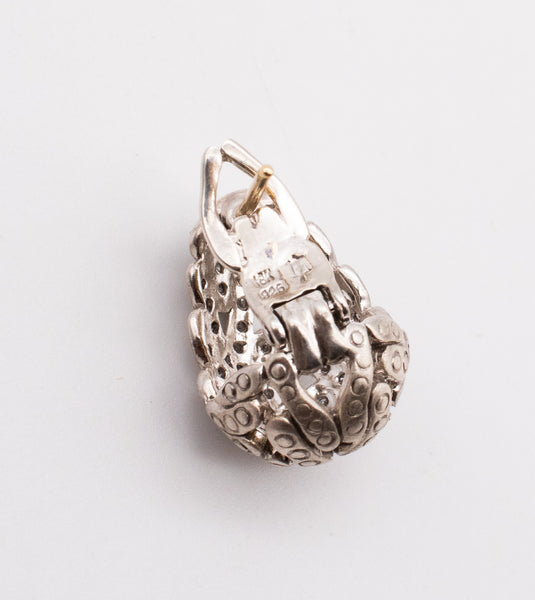 JOHN HARDY 18 KT AND STERLING SILVER HUGGIES WITH DIAMONDS