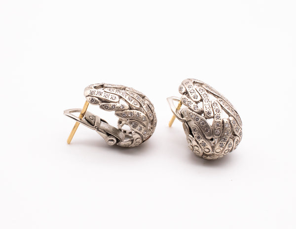 JOHN HARDY 18 KT AND STERLING SILVER HUGGIES WITH DIAMONDS