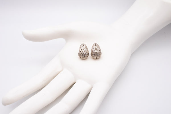 JOHN HARDY 18 KT AND STERLING SILVER HUGGIES WITH DIAMONDS