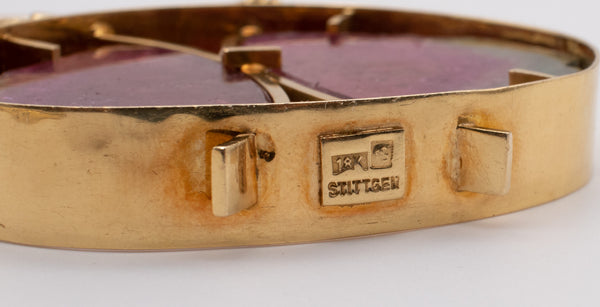 *Karl Stittgen Canadian modernist necklace in 18 kt yellow gold with watermelon tourmaline