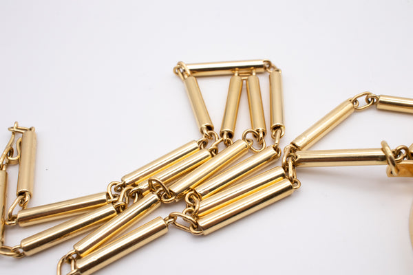 *Karl Stittgen Canadian modernist necklace in 18 kt yellow gold with watermelon tourmaline