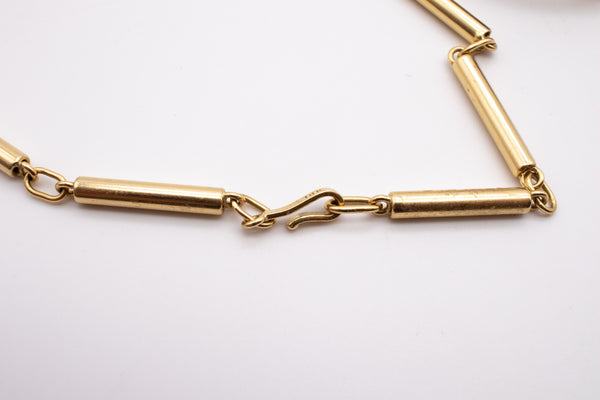 *Karl Stittgen Canadian modernist necklace in 18 kt yellow gold with watermelon tourmaline