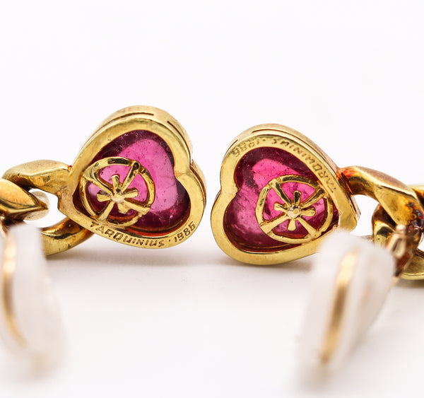 Tarquinius Italian Dangle Drop Earrings In 18Kt Yellow Gold With 51.75 Ctw Tourmalines