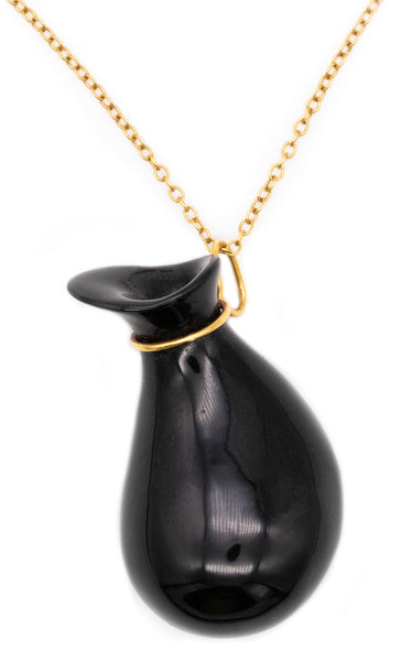 *Tiffany & Co. 1977 by Elsa Peretti large Touchstone necklace in .950 platinum with black jade