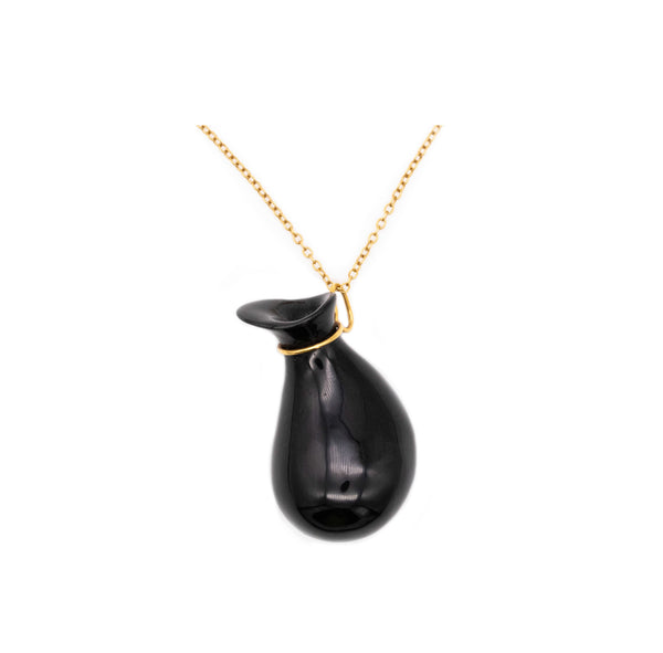 *Tiffany & Co. 1977 by Elsa Peretti large Touchstone necklace in .950 platinum with black jade