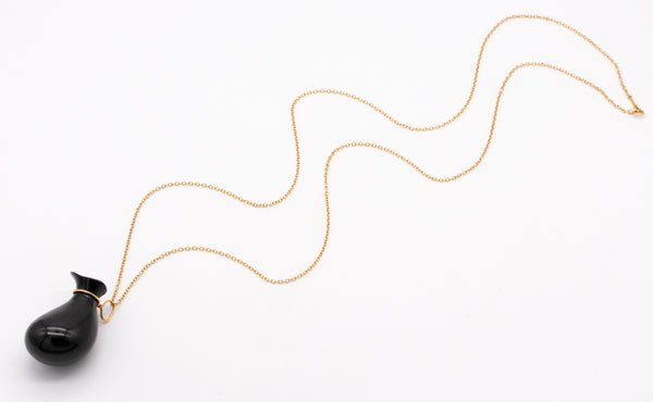 *Tiffany & Co. 1977 by Elsa Peretti large Touchstone necklace in .950 platinum with black jade