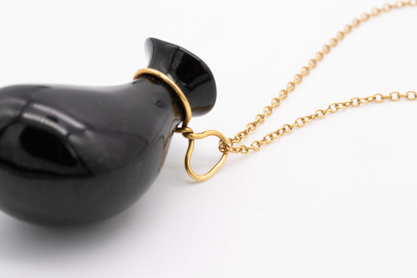 *Tiffany & Co. 1977 by Elsa Peretti large Touchstone necklace in .950 platinum with black jade
