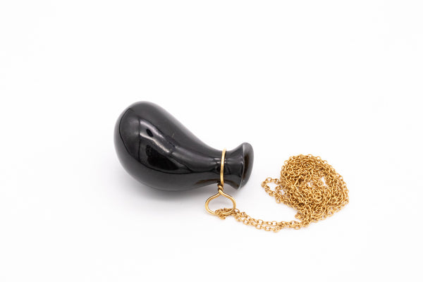 *Tiffany & Co. 1977 by Elsa Peretti large Touchstone necklace in .950 platinum with black jade