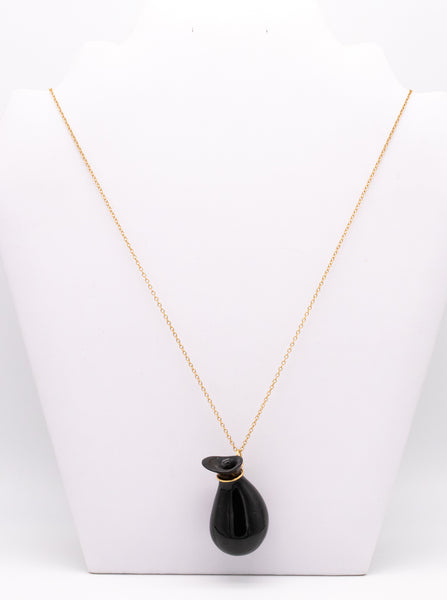 *Tiffany & Co. 1977 by Elsa Peretti large Touchstone necklace in .950 platinum with black jade
