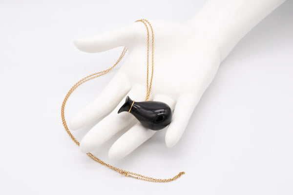 *Tiffany & Co. 1977 by Elsa Peretti large Touchstone necklace in .950 platinum with black jade