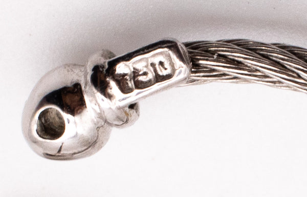 PHILIPPE CHARRIOL PARIS 18 KT GOLD AND CABLE HOOP EARRINGS