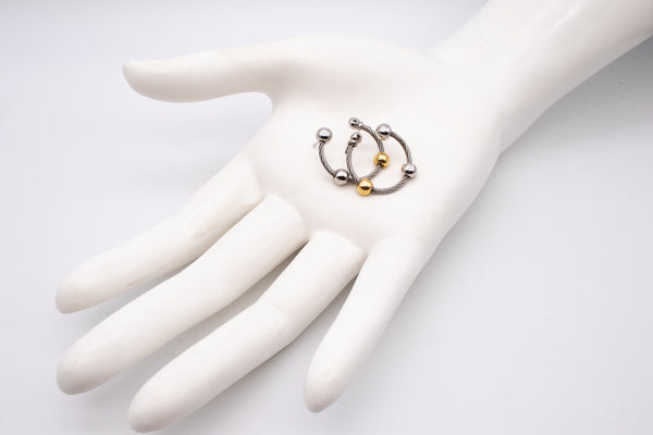 PHILIPPE CHARRIOL PARIS 18 KT GOLD AND CABLE HOOP EARRINGS