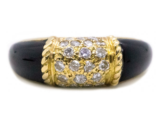 VAN CLEEF & ARPELS VCA 18 KT RING WITH DIAMONDS AND BLACK ONYX