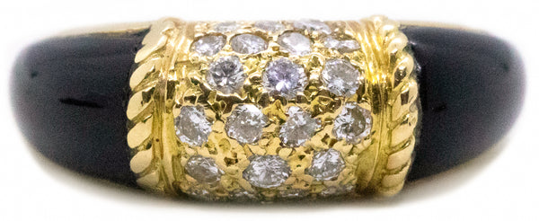 VAN CLEEF & ARPELS VCA 18 KT RING WITH DIAMONDS AND BLACK ONYX