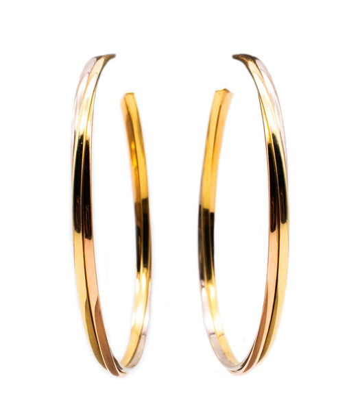 CARTIER PARIS 18 KT TRINITY GOLD HOOP EARRINGS