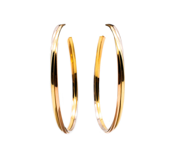 CARTIER PARIS 18 KT TRINITY GOLD HOOP EARRINGS