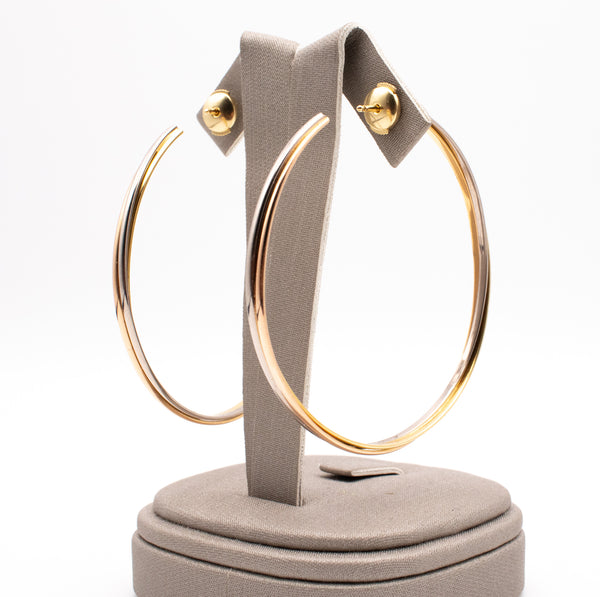 CARTIER PARIS 18 KT TRINITY GOLD HOOP EARRINGS