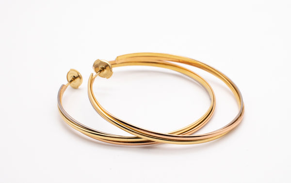 CARTIER PARIS 18 KT TRINITY GOLD HOOP EARRINGS