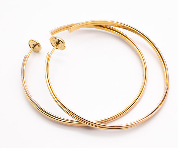 CARTIER PARIS 18 KT TRINITY GOLD HOOP EARRINGS