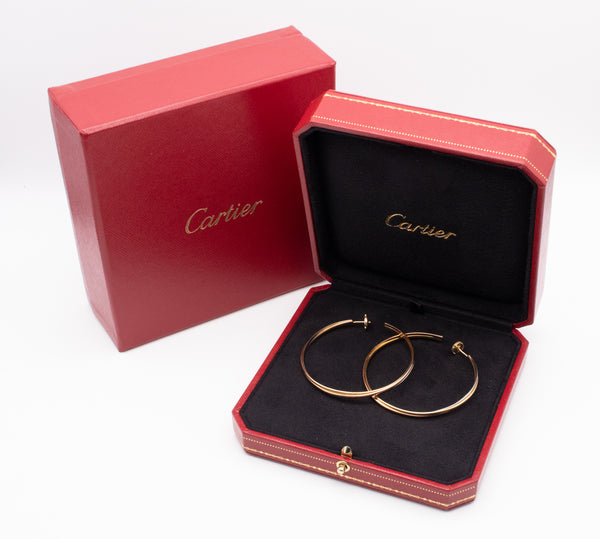 CARTIER PARIS 18 KT TRINITY GOLD HOOP EARRINGS