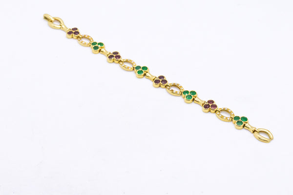 FRED OF PARIS 18 KT BRACELET WITH 7.89 Ctw RUBY, EMERALDS & DIAMONDS