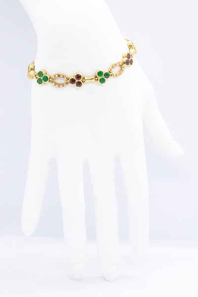 FRED OF PARIS 18 KT BRACELET WITH 7.89 Ctw RUBY, EMERALDS & DIAMONDS