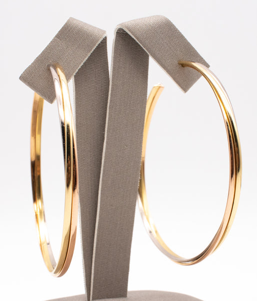 CARTIER PARIS 18 KT TRINITY GOLD HOOP EARRINGS