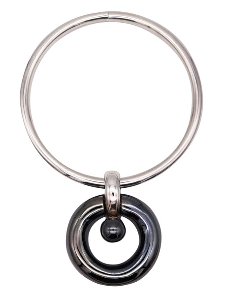 Takashi Wada Torque Geometric Necklace In Blackened Polished .925 Sterling Silver