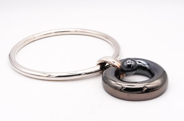 Takashi Wada Torque Geometric Necklace In Blackened Polished .925 Sterling Silver